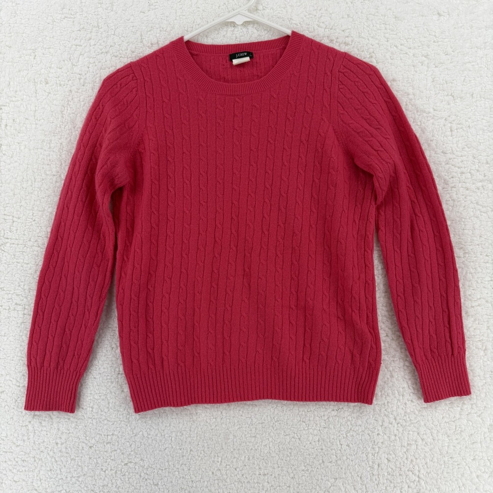 J Crew Sweater Womens Small Pink Wool Cashmere Blend Cable Knit Pullover